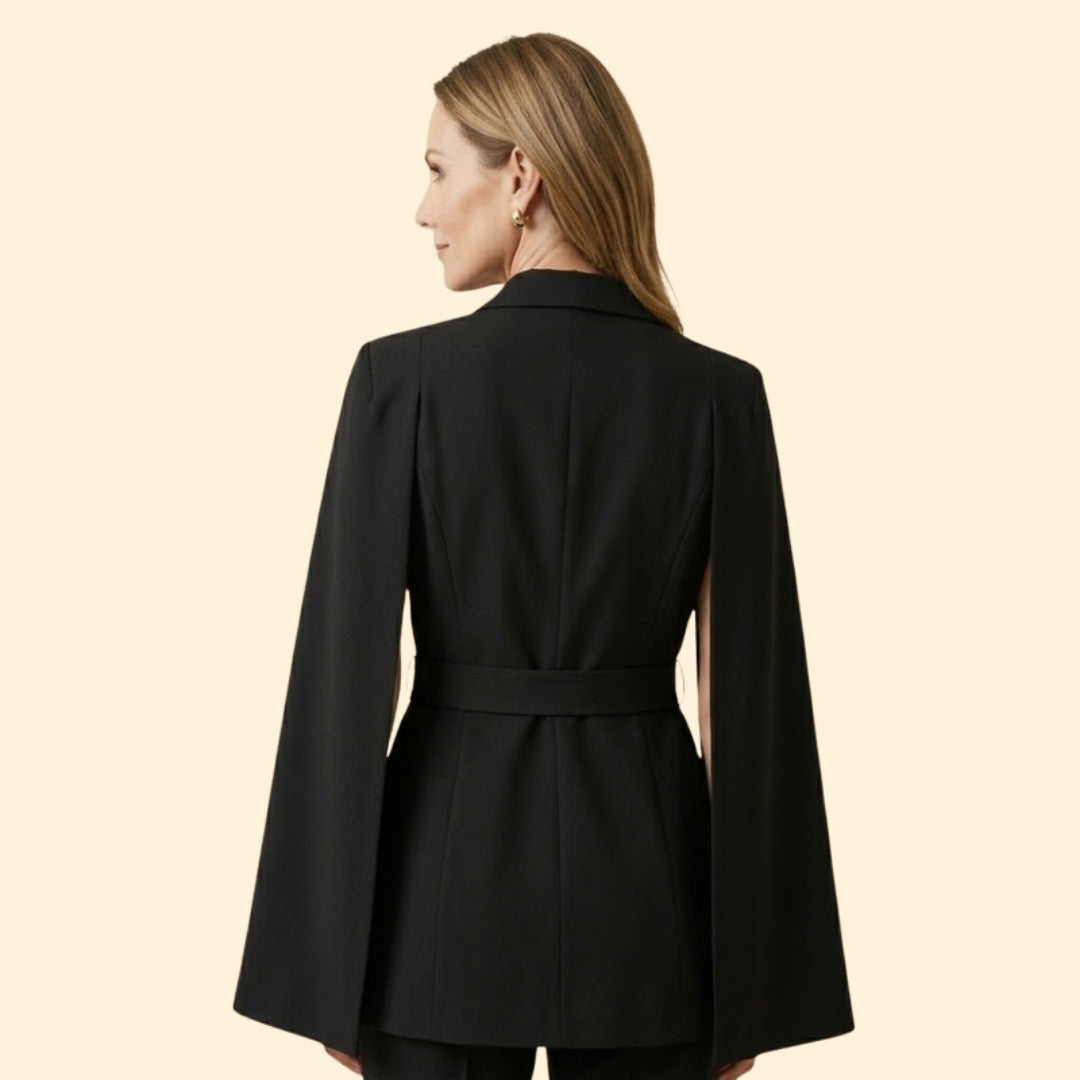 Women’s Blazer Mini Dress with Belt and Gold Buttons