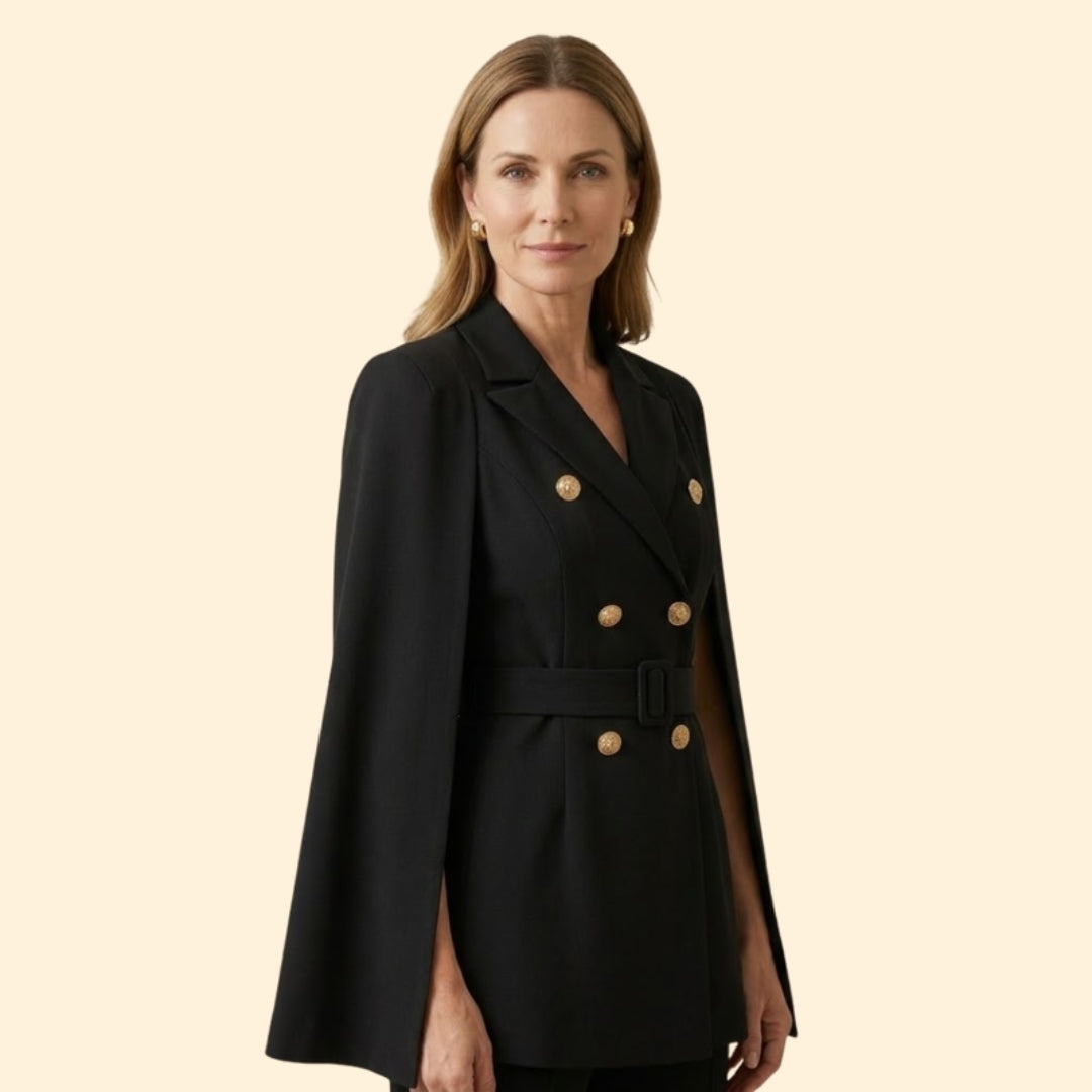 Women’s Blazer Mini Dress with Belt and Gold Buttons