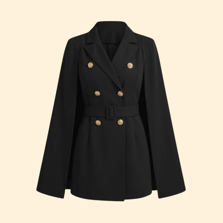 Women’s Blazer Mini Dress with Belt and Gold Buttons