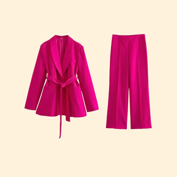 Women’s Blazer Set with Belted Waist