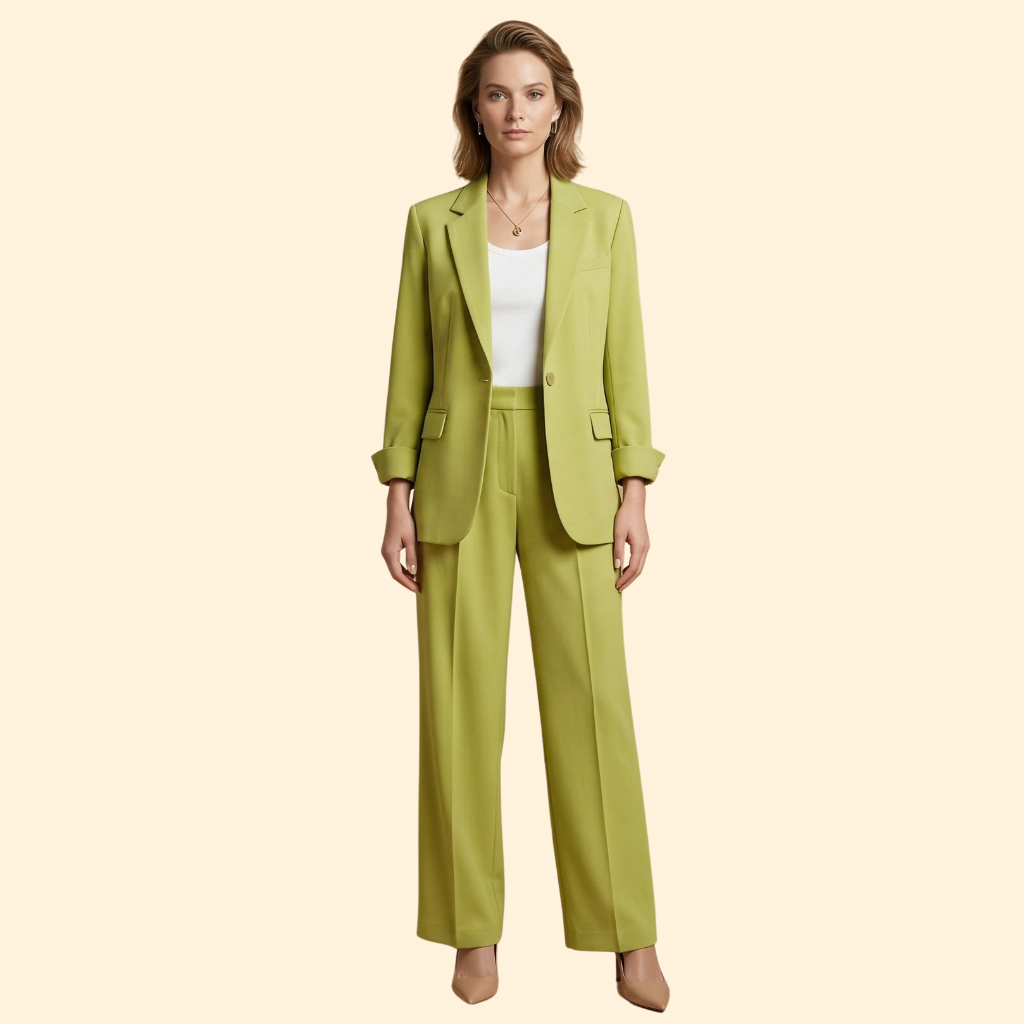 Women’s Blazer Set with Double Breasted Jacket