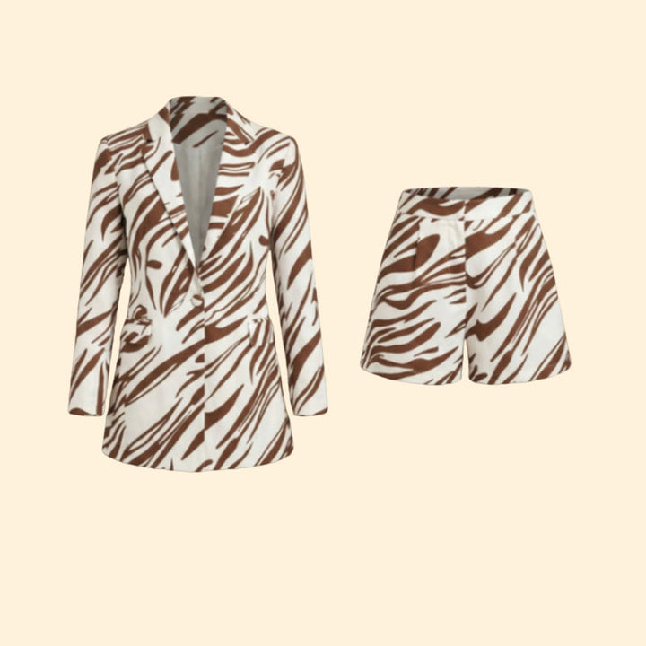 Women’s Blazer Set with Printed Shorts