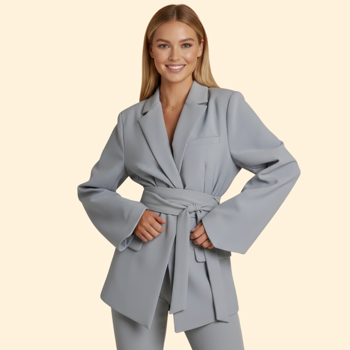 Women’s Blazer with Belted Waist Design