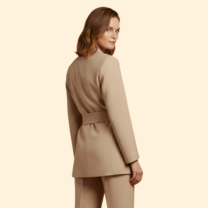 Women’s Blazer with Belted Waist Design