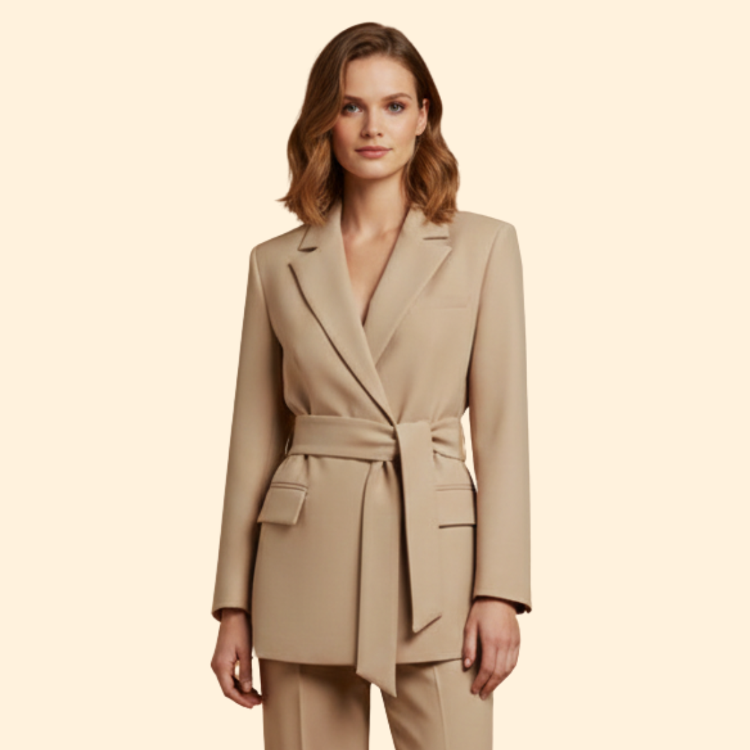 Women’s Blazer with Belted Waist Design