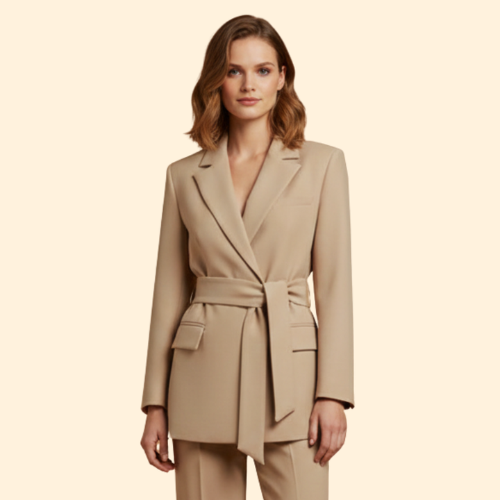 Women’s Blazer with Belted Waist Design
