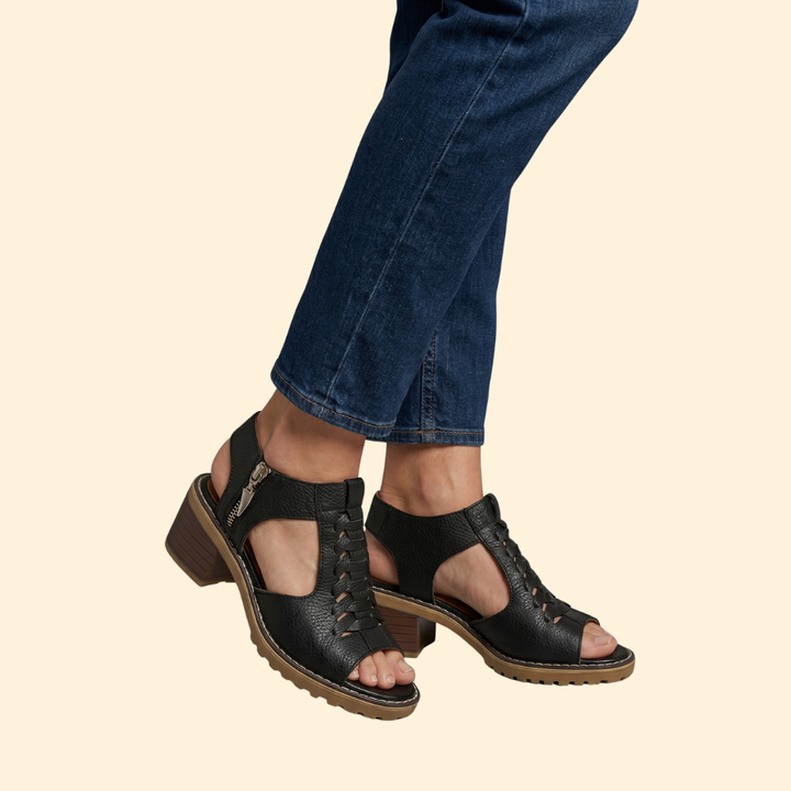 Women's Block Heel Sandals with Zipper