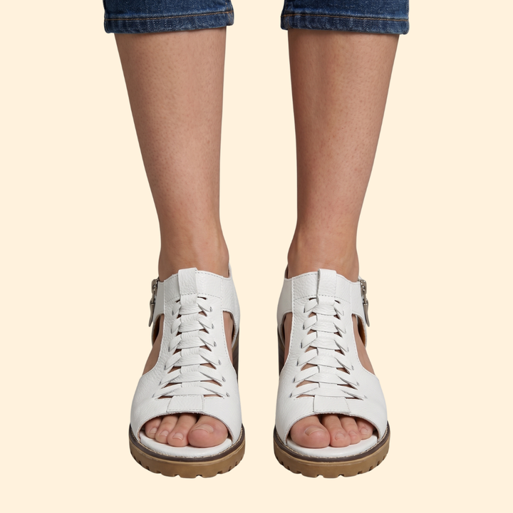 Women's Block Heel Sandals with Zipper