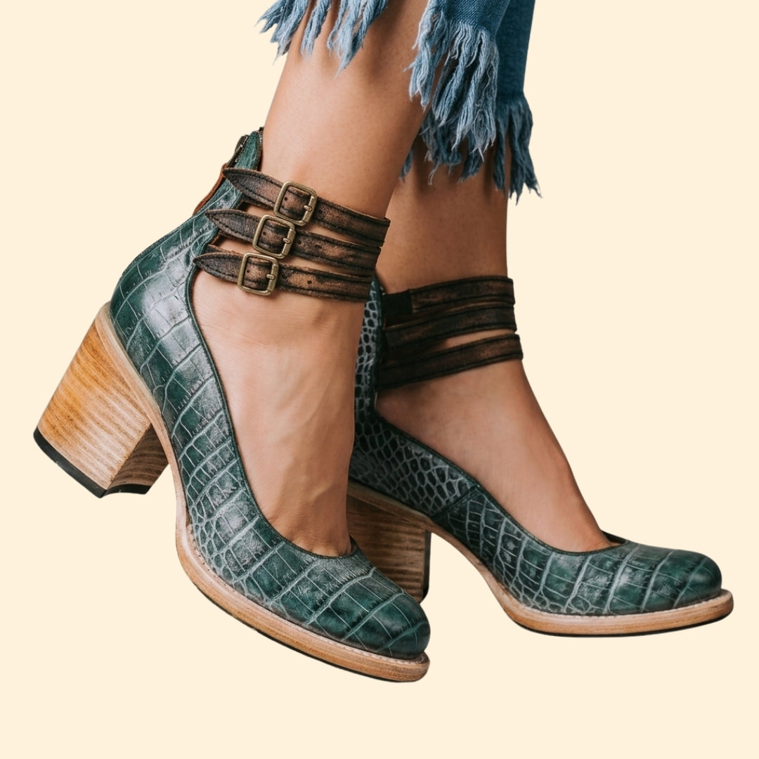 Women’s Block Heels with Triple Ankle Straps