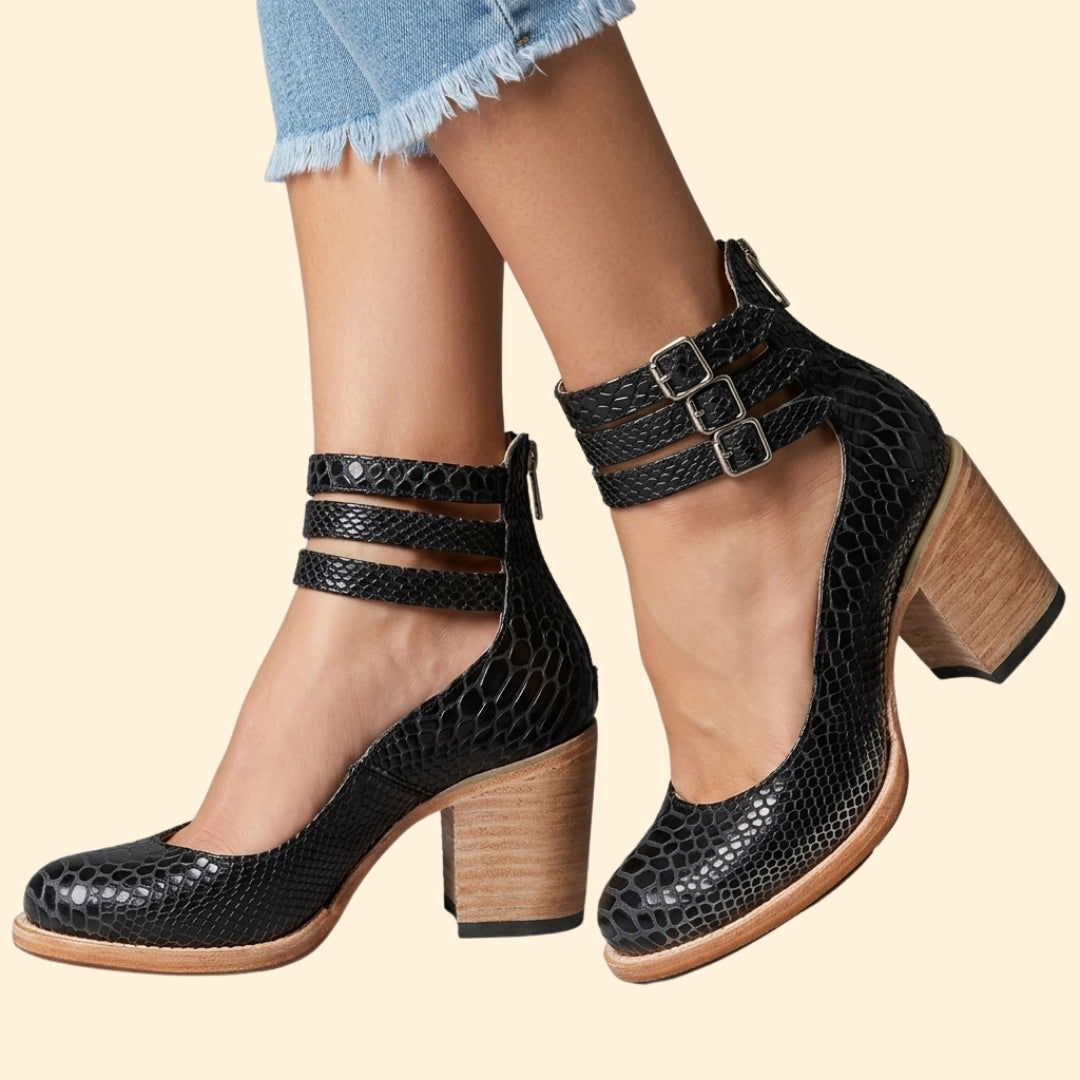 Women’s Block Heels with Triple Ankle Straps