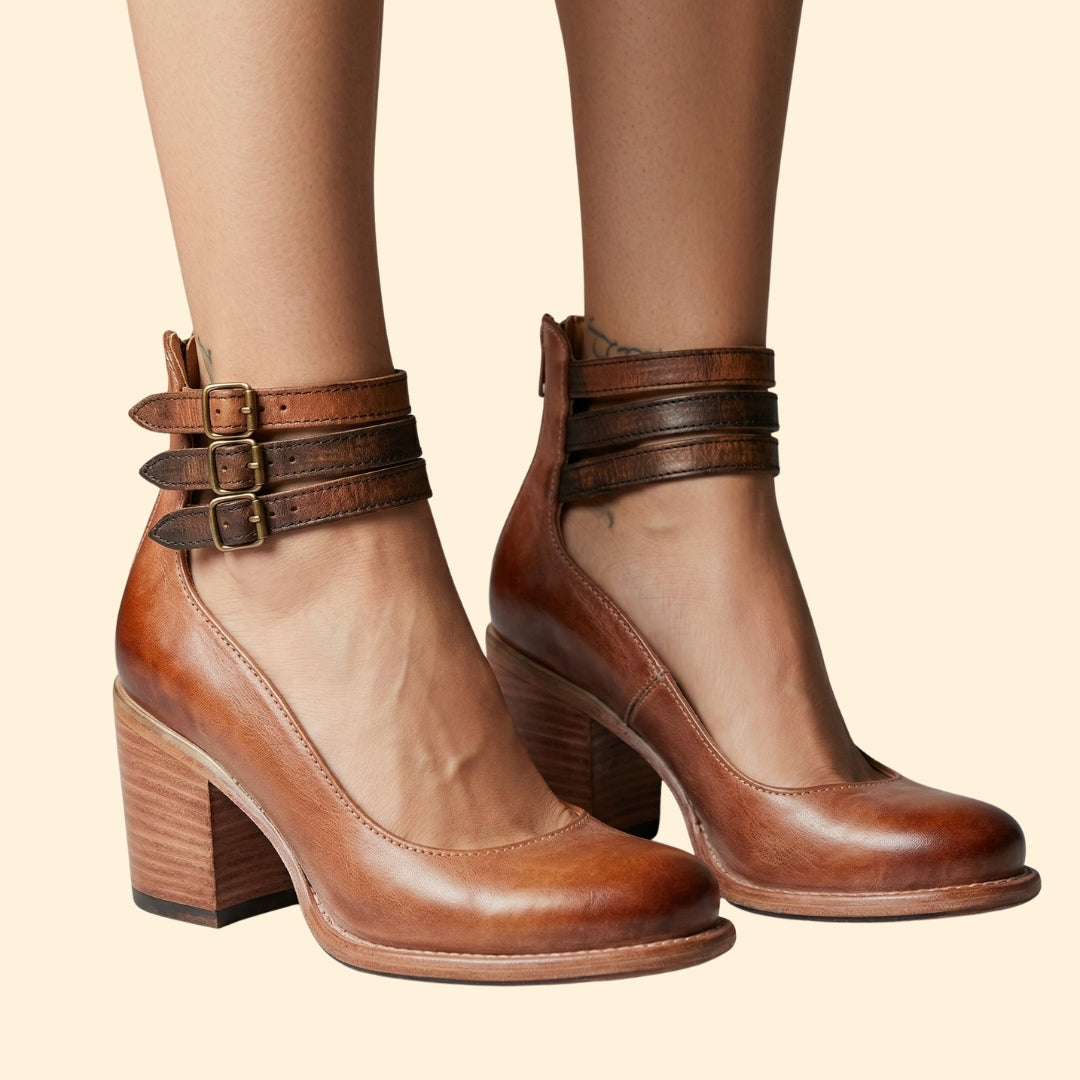 Women’s Block Heels with Triple Ankle Straps