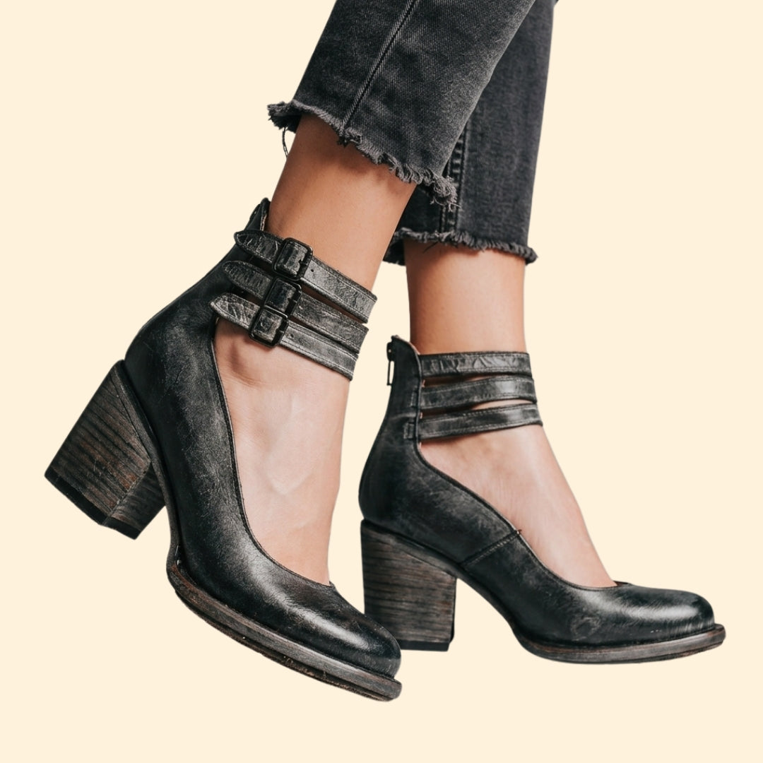 Women’s Block Heels with Triple Ankle Straps
