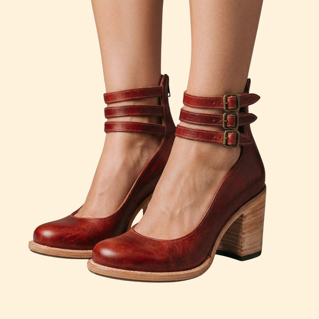 Women’s Block Heels with Triple Ankle Straps