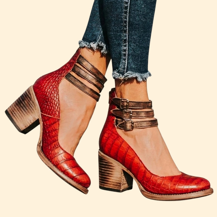 Women’s Block Heels with Triple Ankle Straps