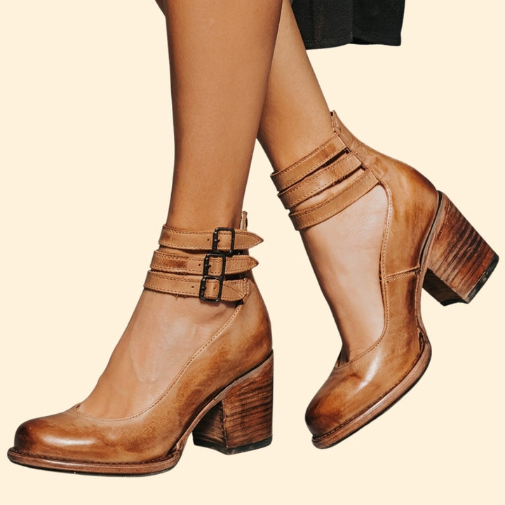 Women’s Block Heels with Triple Ankle Straps