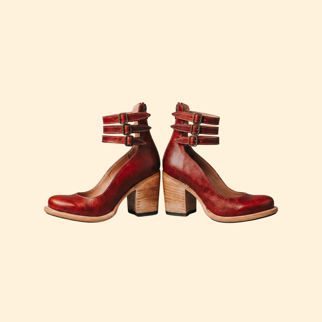 Women’s Block Heels with Triple Ankle Straps
