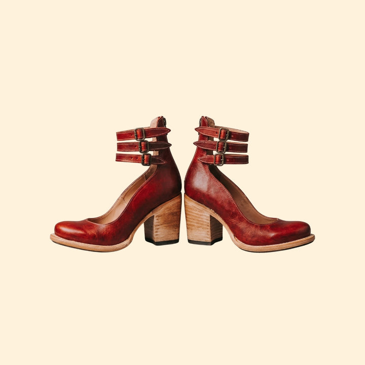 Women’s Block Heels with Triple Ankle Straps