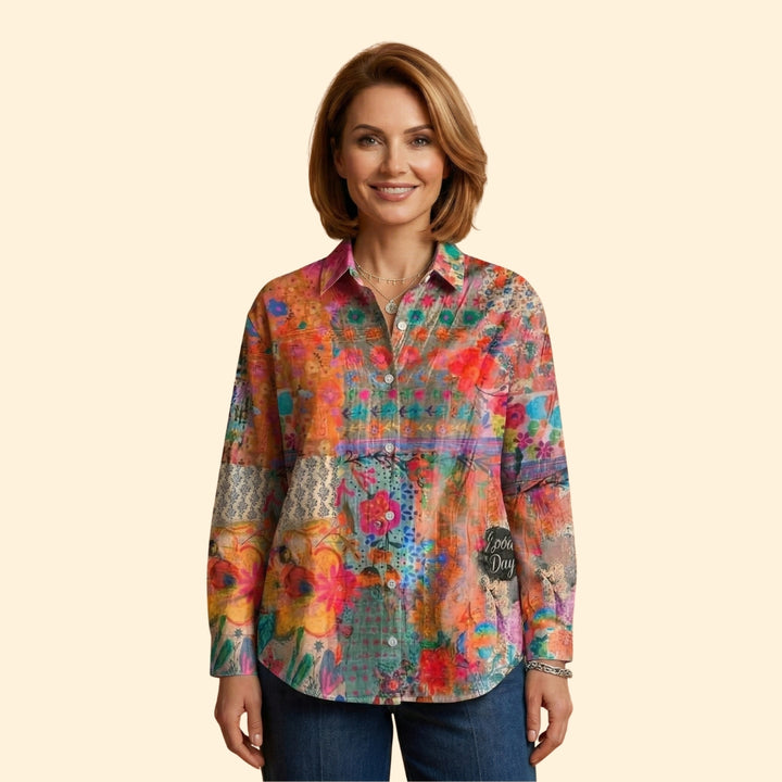 Women's Blouse with Abstract Floral Print