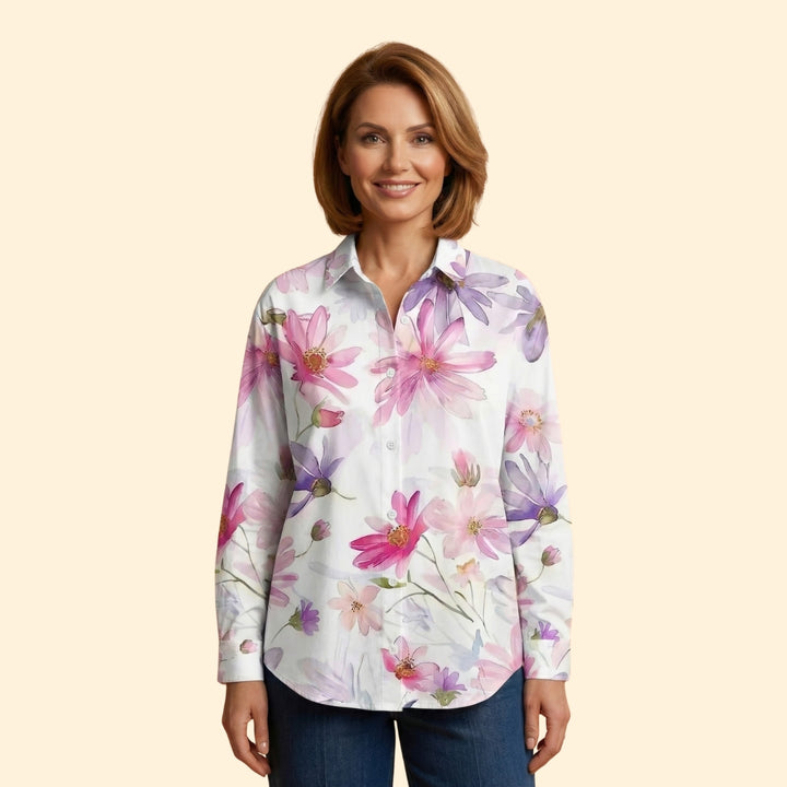 Women's Blouse with Abstract Floral Print