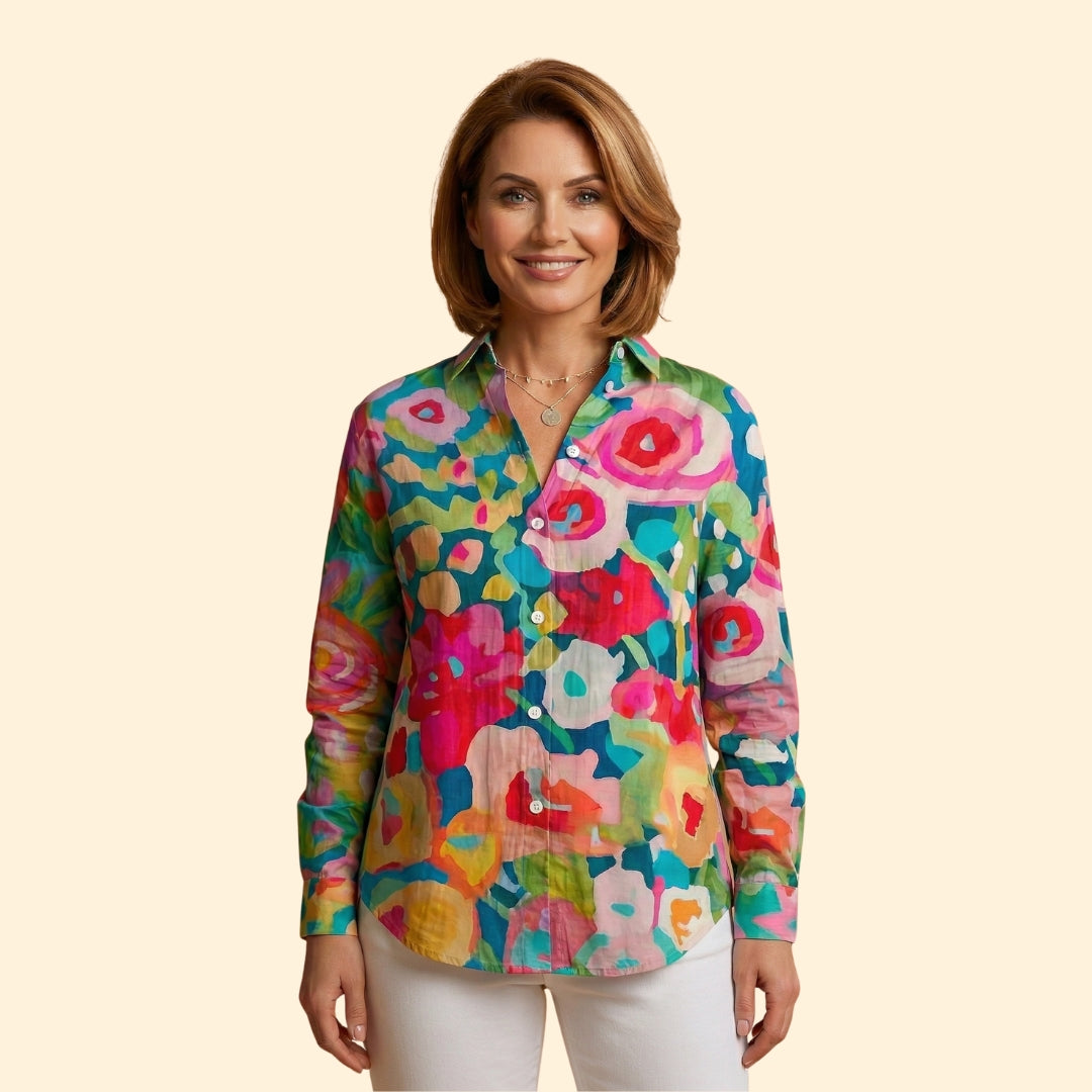 Women's Blouse with Abstract Floral Print