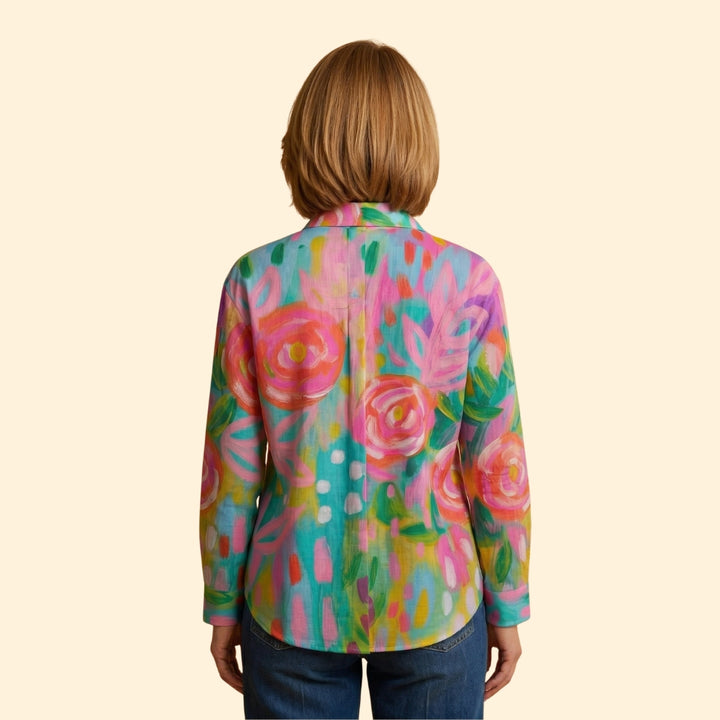 Women's Blouse with Abstract Floral Print