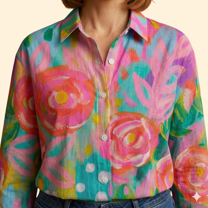 Women's Blouse with Abstract Floral Print