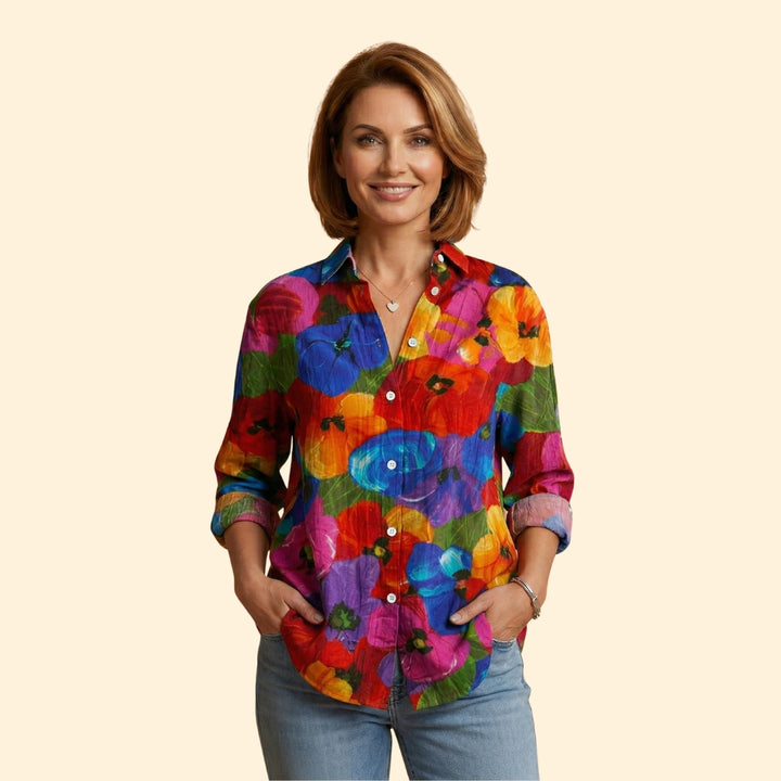 Women's Blouse with Abstract Floral Print