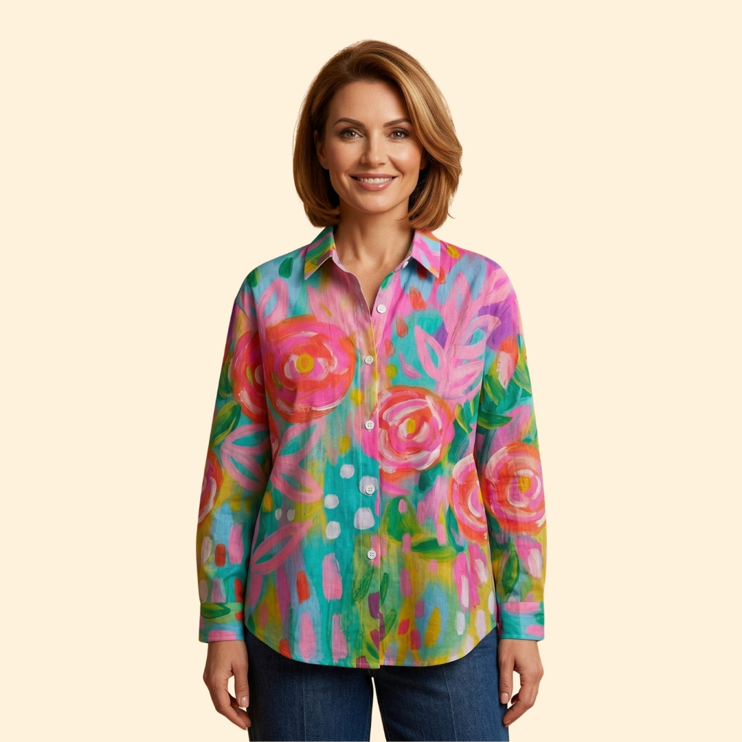 Women's Blouse with Abstract Floral Print