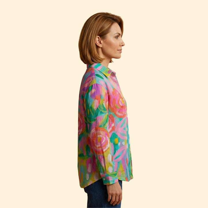 Women's Blouse with Abstract Floral Print