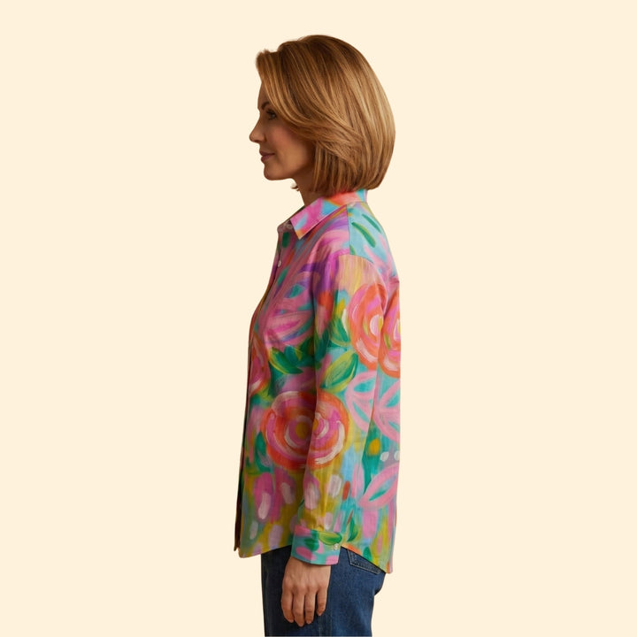 Women's Blouse with Abstract Floral Print