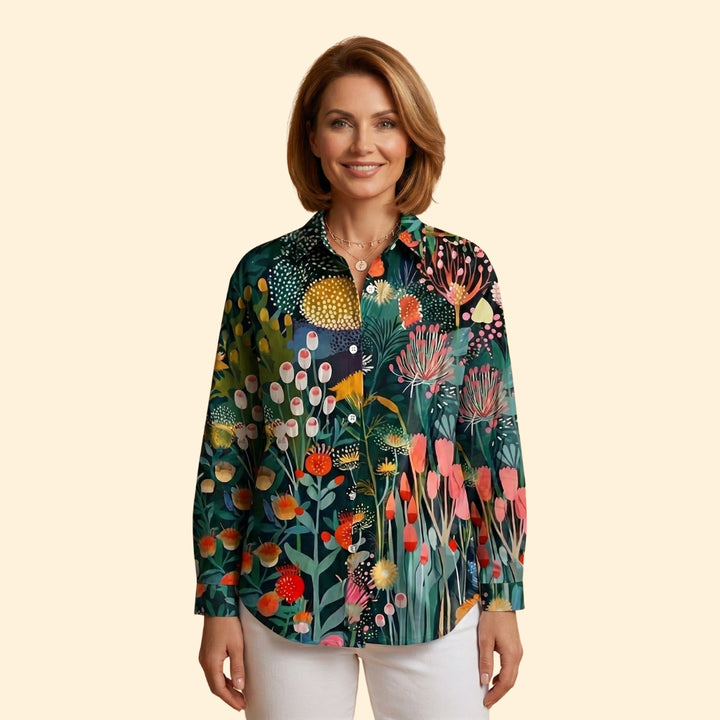 Women's Blouse with Abstract Floral Print