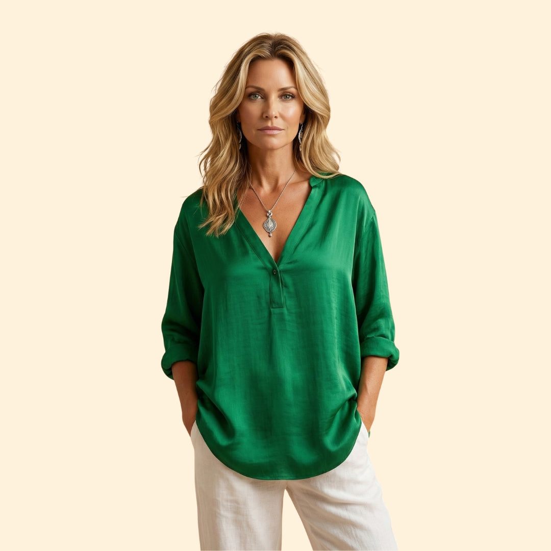 Women's Blouse with Deep V-Neck