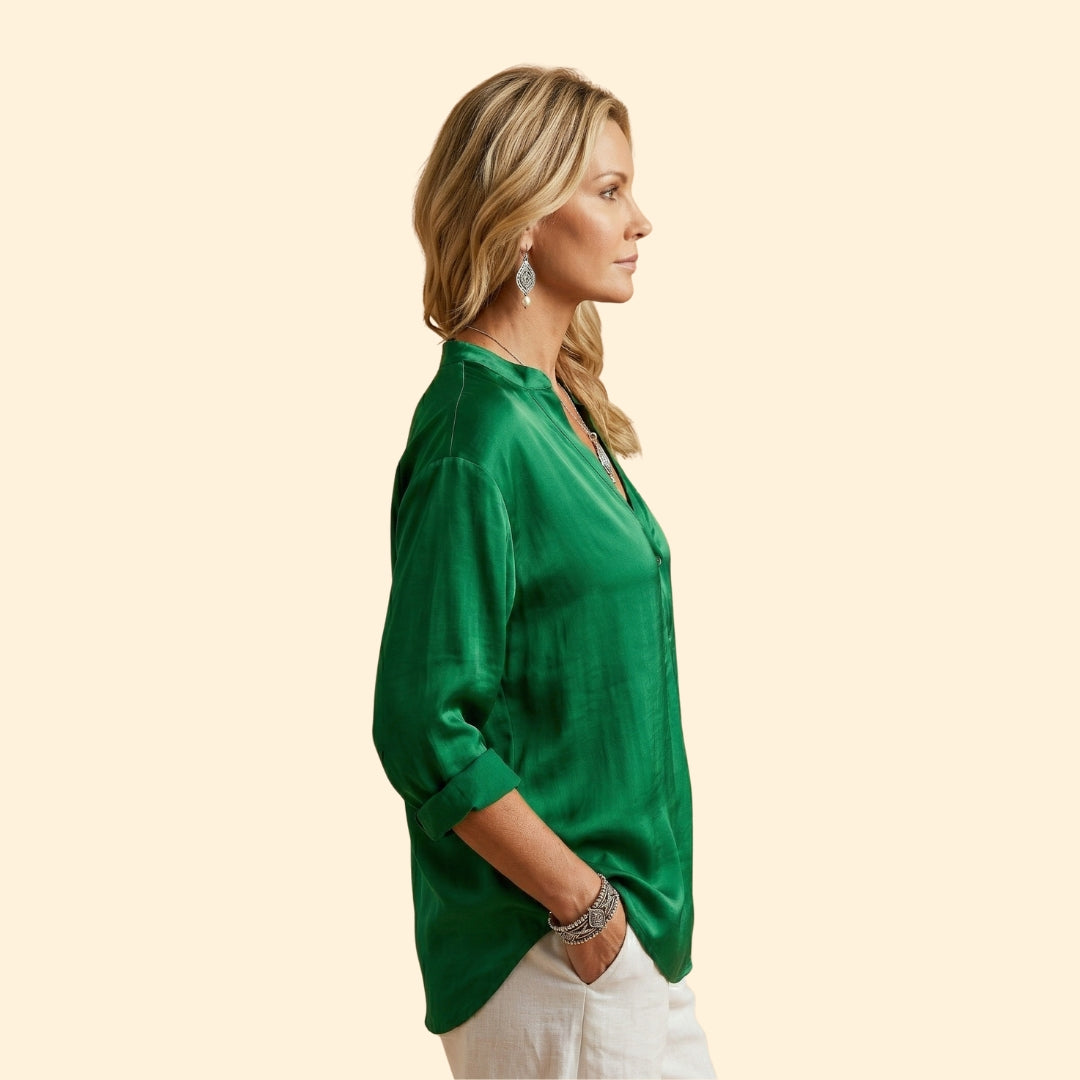 Women's Blouse with Deep V-Neck