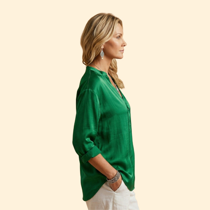 Women's Blouse with Deep V-Neck