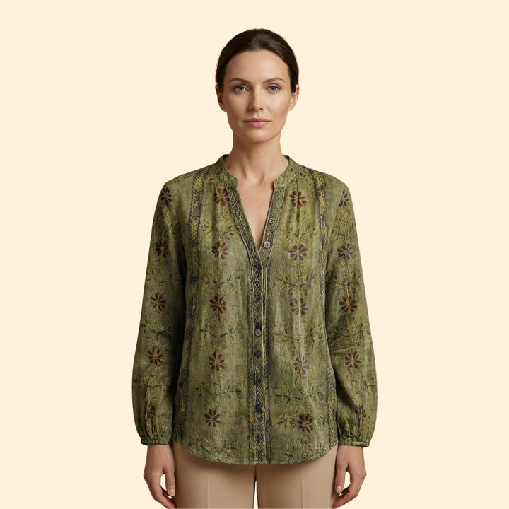 Women's Blouse with Dragonfly Print