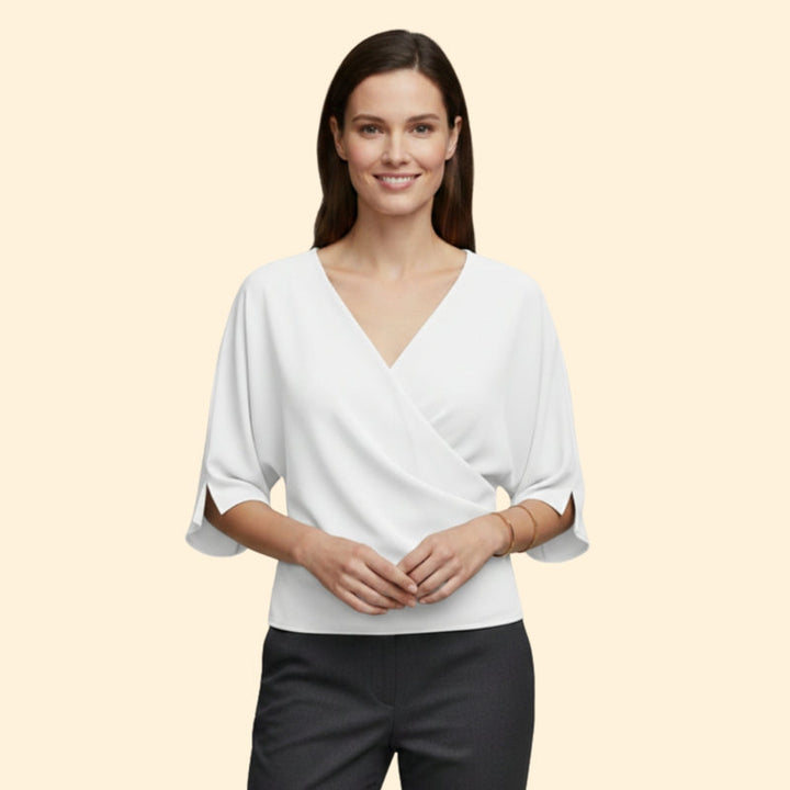 Women’s Blouse with Draped Neckline
