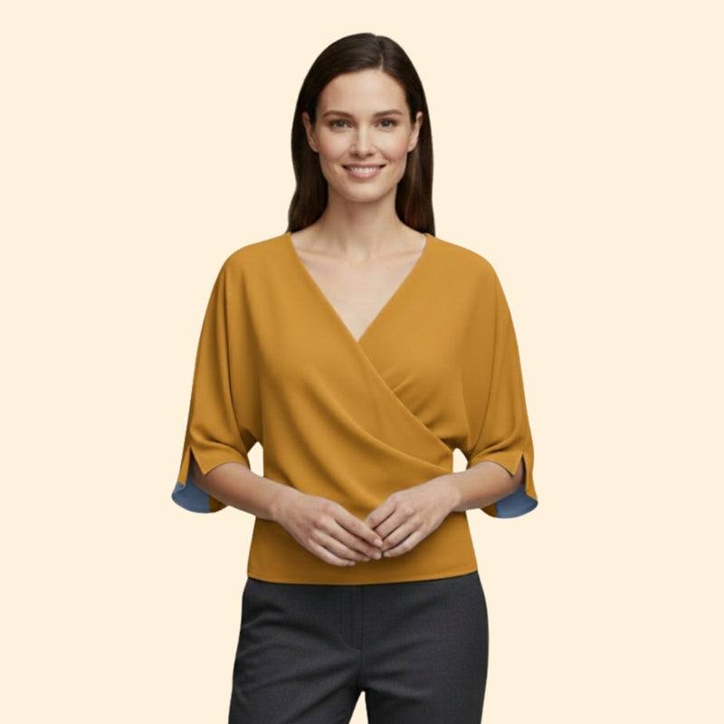 Women’s Blouse with Draped Neckline