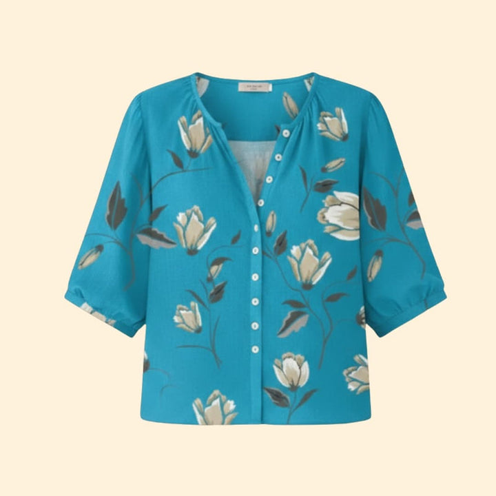 Women’s Blouse with Floral Print and Button Front