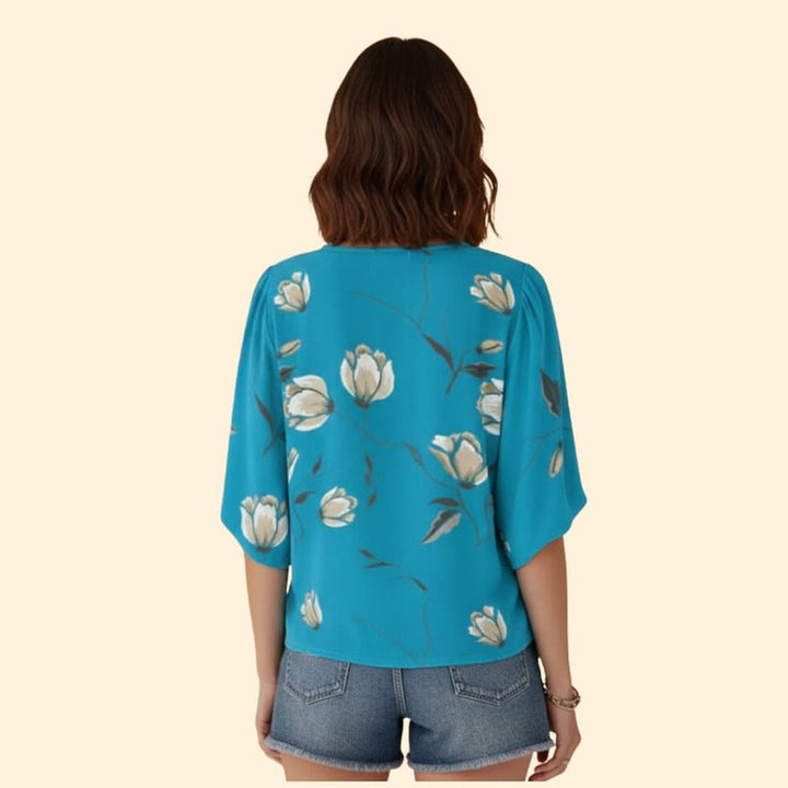 Women’s Blouse with Floral Print and Button Front