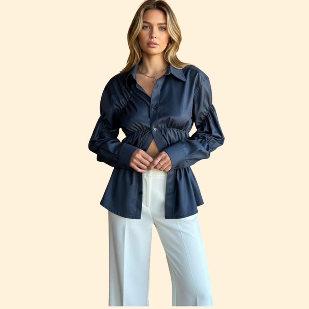 Women’s Blouse with Ruching Waist Detail