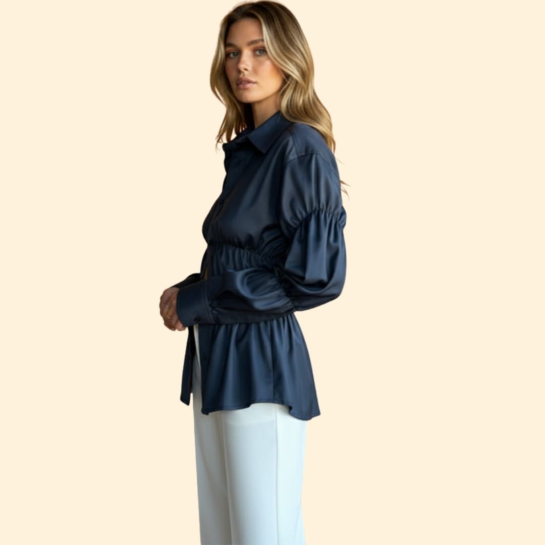 Women’s Blouse with Ruching Waist Detail