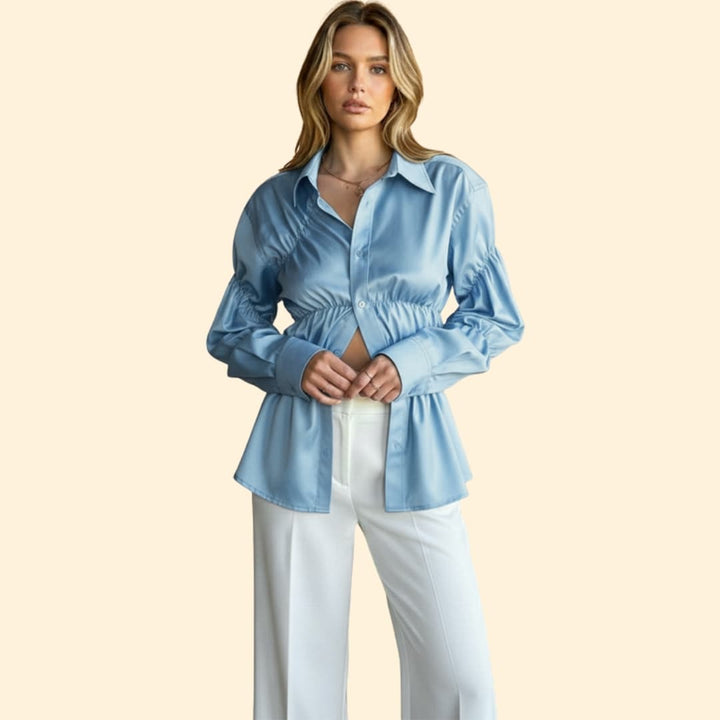 Women’s Blouse with Ruching Waist Detail