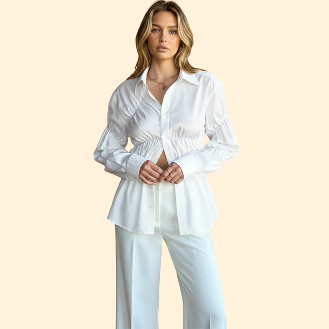 Women’s Blouse with Ruching Waist Detail