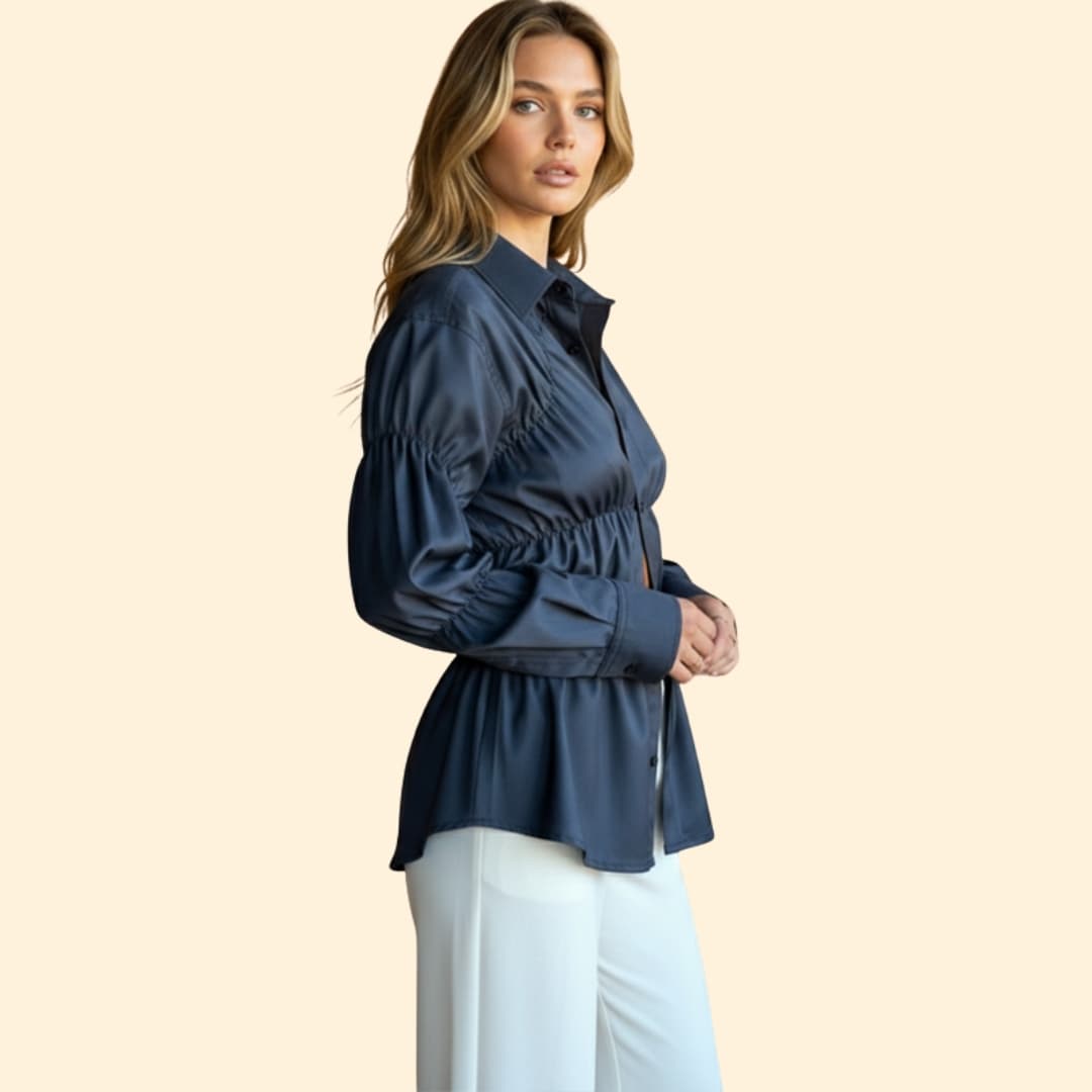 Women’s Blouse with Ruching Waist Detail