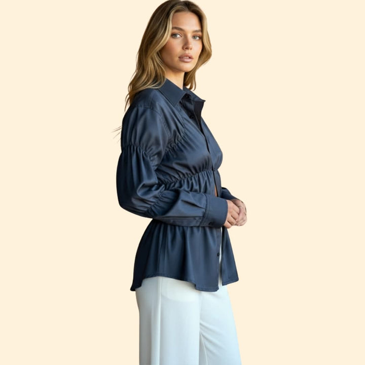 Women’s Blouse with Ruching Waist Detail