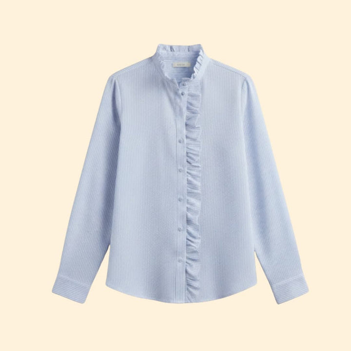 Women’s Blouse with Ruffle Detail and Button Front