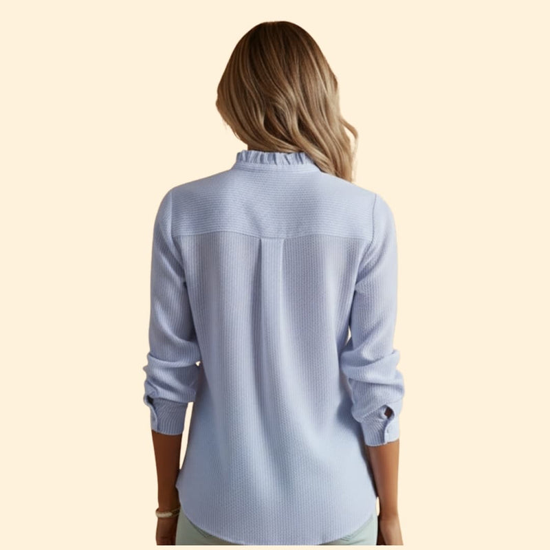 Women’s Blouse with Ruffle Detail and Button Front