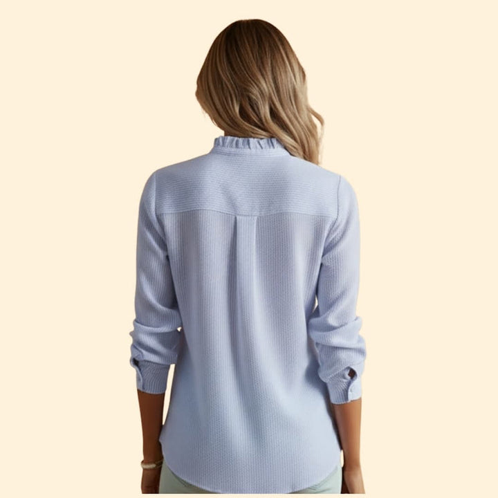 Women’s Blouse with Ruffle Detail and Button Front