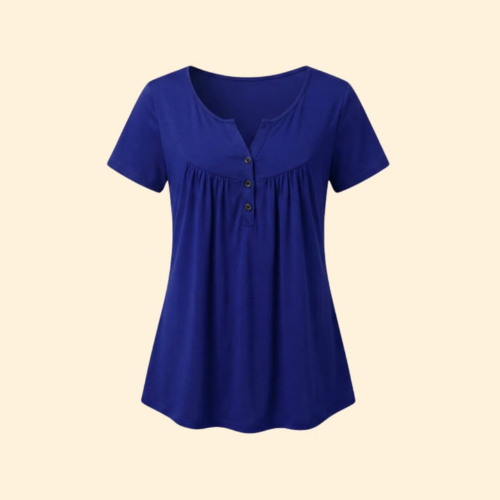 Women’s Blouse with V-Neck and Button Detail