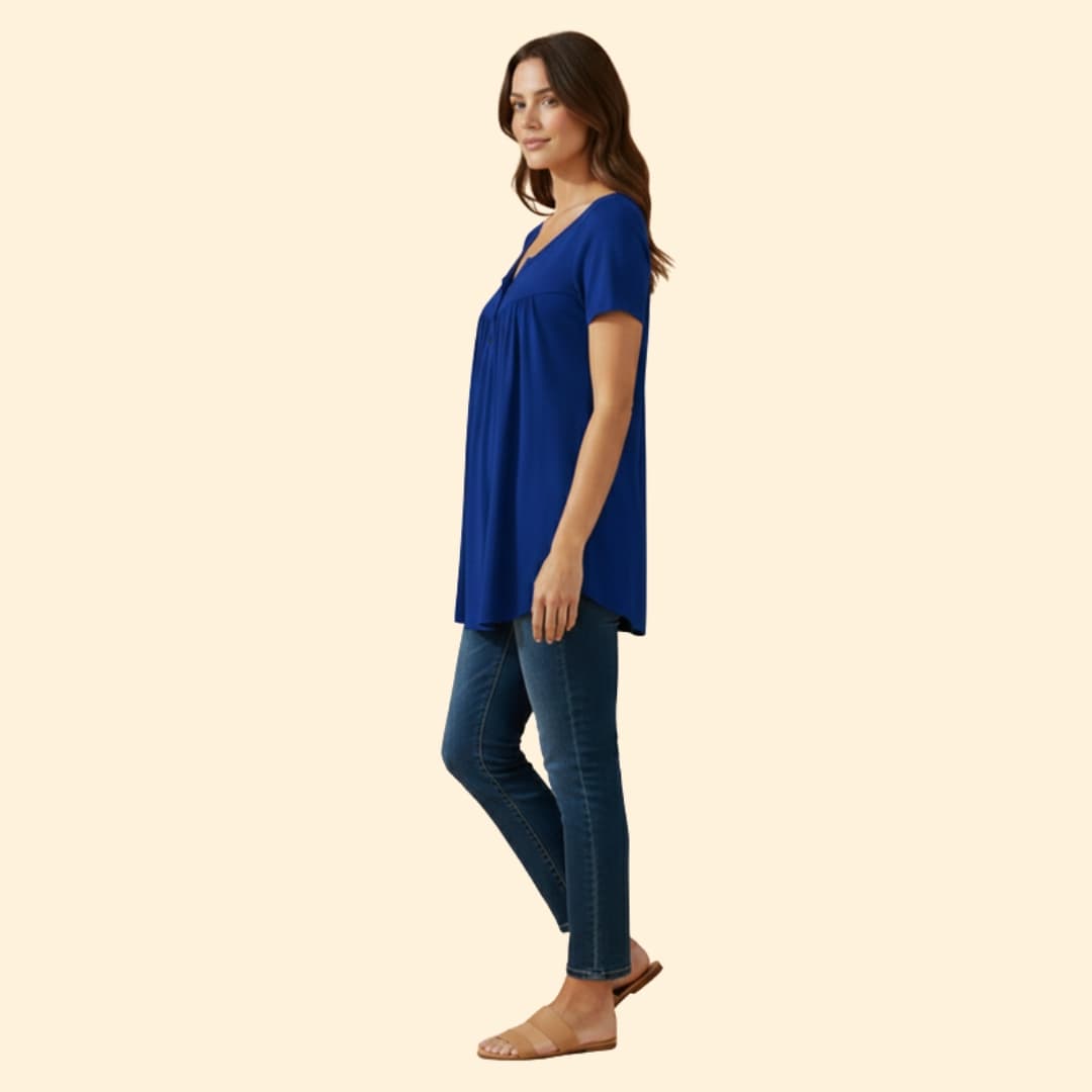 Women’s Blouse with V-Neck and Button Detail